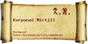 Korponai Mirtill névjegykártya